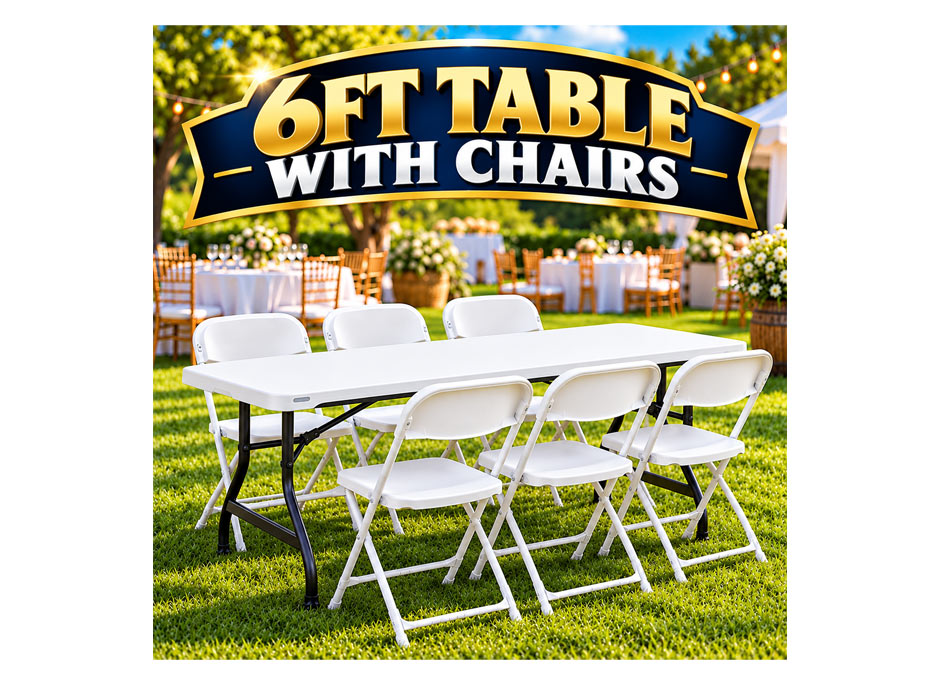 6-ft Rectangle Tables with Chairs
